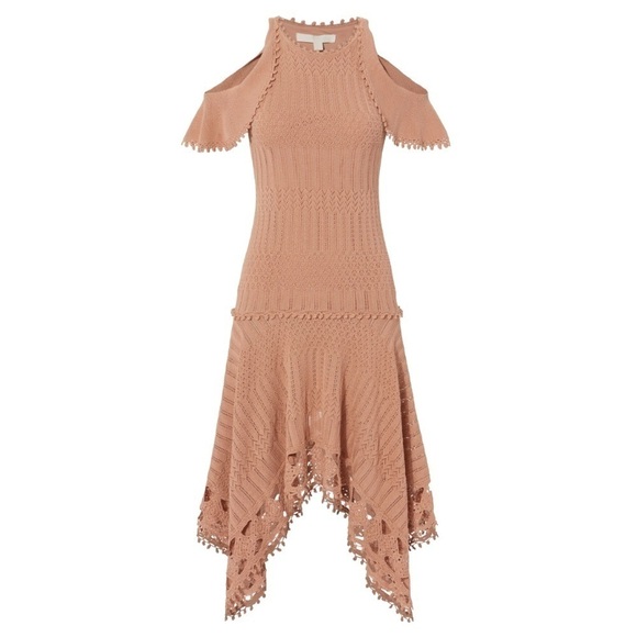 Jonathan Simkhai For Intermix Blush Crochet Handkerchief Hem Blush Dress - Picture 4 of 16